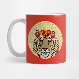 Marigold Floral Tiger Portrait Mug